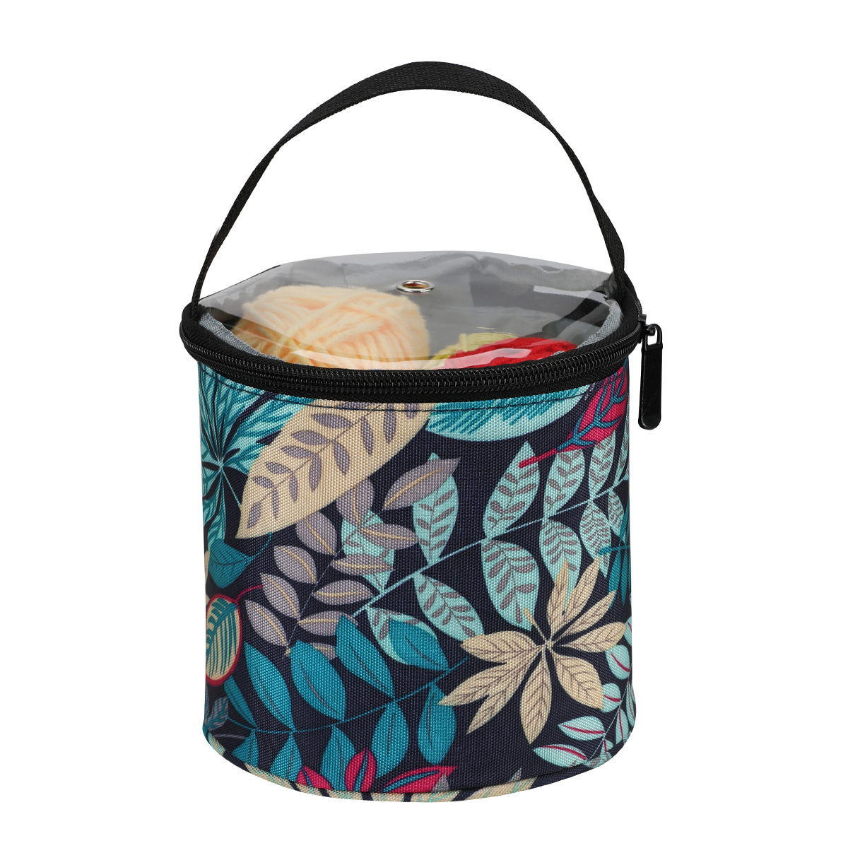Bolsa de almacenamiento de hilo pequeña, bolso de mano vacío con flores para tejer, bolsa impermeable con ganchos de ganchillo para accesorios de costura, herramientas de