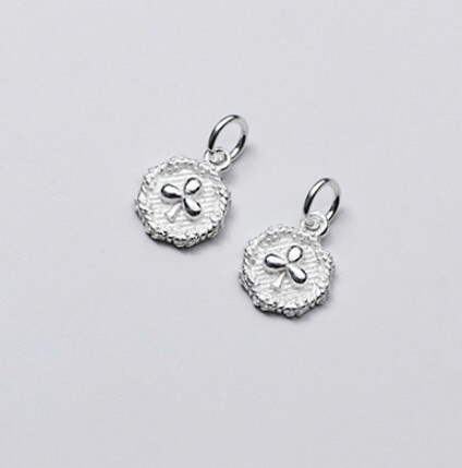 925 Sterling Silver Poker Pattern Round Charms 13mm Decoration Jewelry Silver Dangle Pendants DIY Fine Findings Supplier: silver 3 1pcs