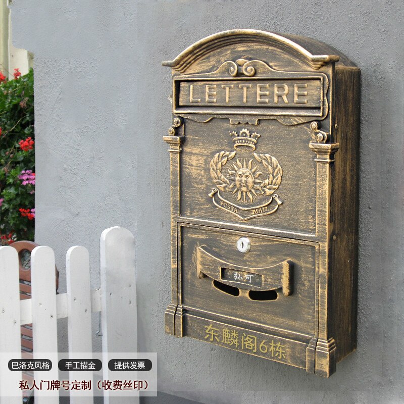 Heavy Aluminium Lockable Secure Mail Letter Post Box Mailbox Postbox Retro Metal Mail Box Garden Ornament