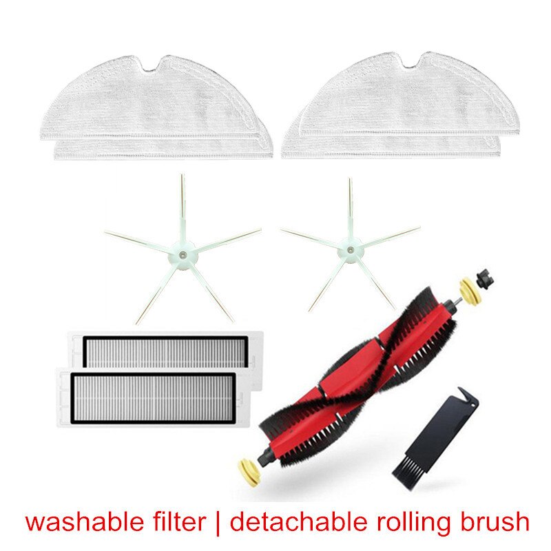Original roborock tillbehörspaket med tvättbart filter, borste, mopp för roborock  s50 s51 s55 s6 s5 max & xiaomi 1 1s & xiaowa