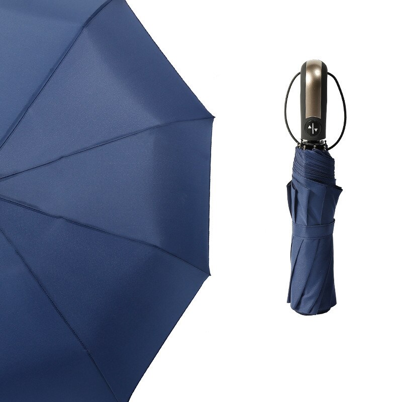 Fully-Automatic Wind Resistant Umbrella Rain Women For Men 3Folding Parasol Compact Large Travel Business Car 10K Umbrell: blue