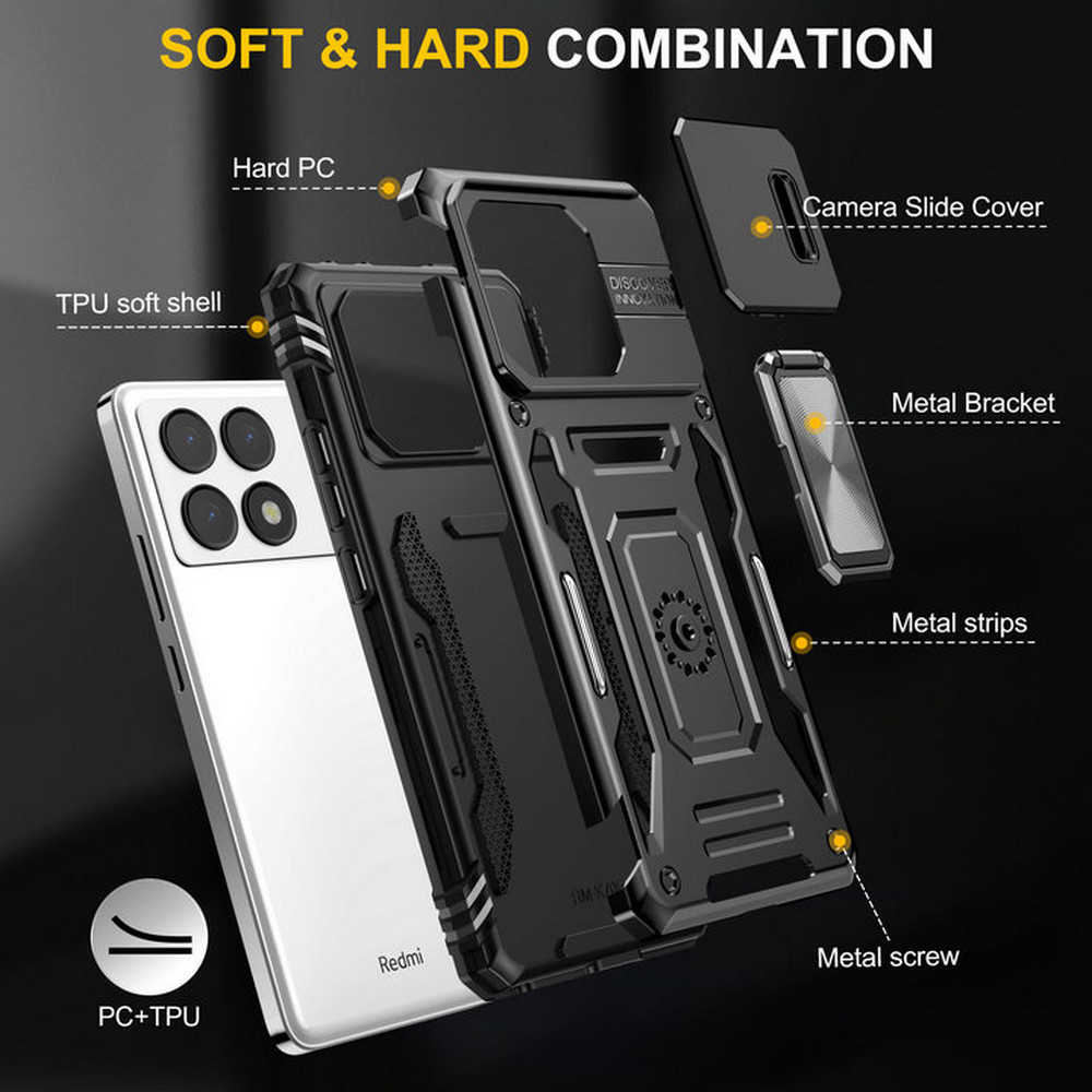 Shockproof Case For Xiaomi 14T Pro 5G Armor Camera Slide Ring Back Cover For Xiaomi 14T Case Mi 12X 12S 12 11T Pro 14 T Funda