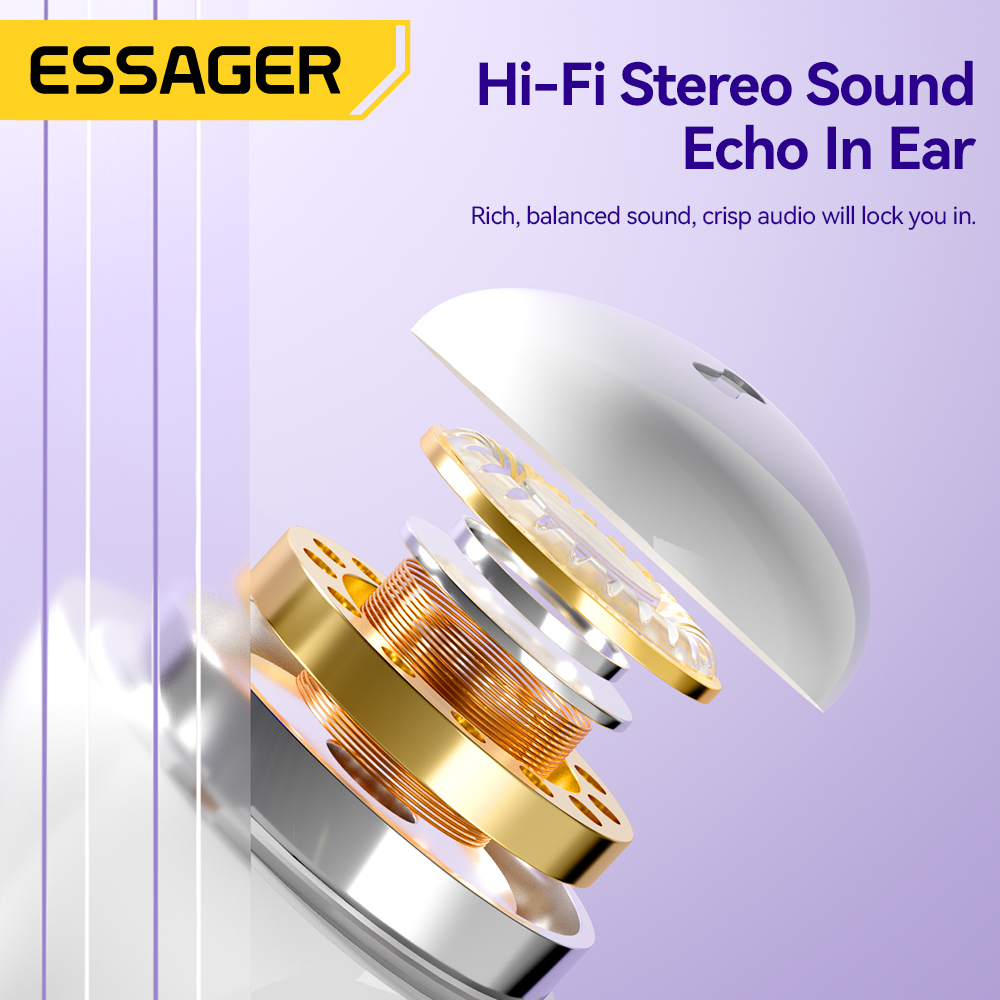Essager Wireless Bluetooth 5,3 Kopfhörer Tws Ohrhörer Mini Headsets mit Lade koffer Mikrofon Semi-In-Ear-Ohrhörer für alle Telefone