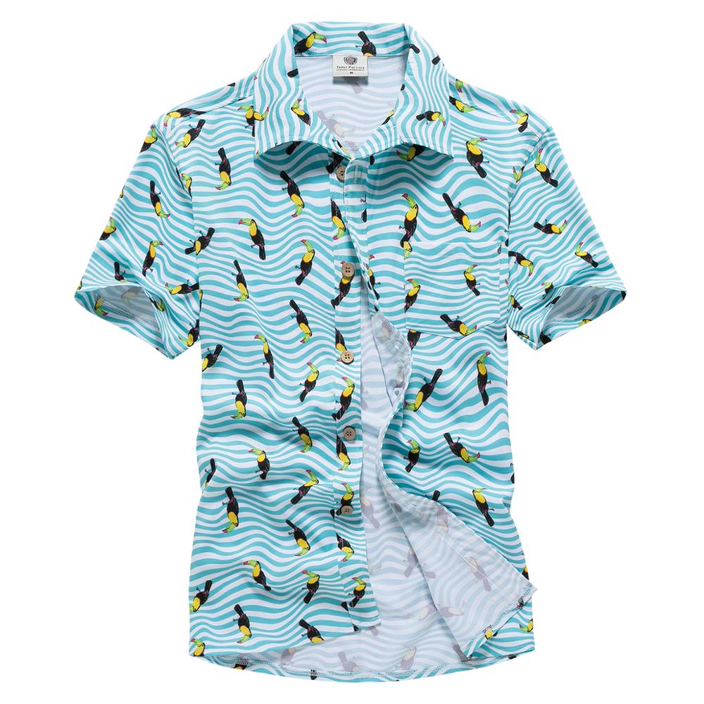 Mænd skjorte sommer mænds casual toppe knap hawaii print strand korte ærmer quick dry top bluse hawaii skjorte herre top