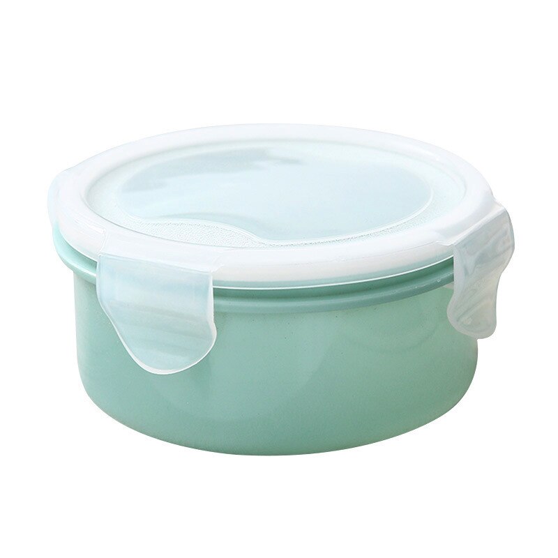 Lunch Box Food Storage Containers Mini Refrigerator Crisper Plastic Storage Box Sealed Box with Lid Leak Proof: Round Green