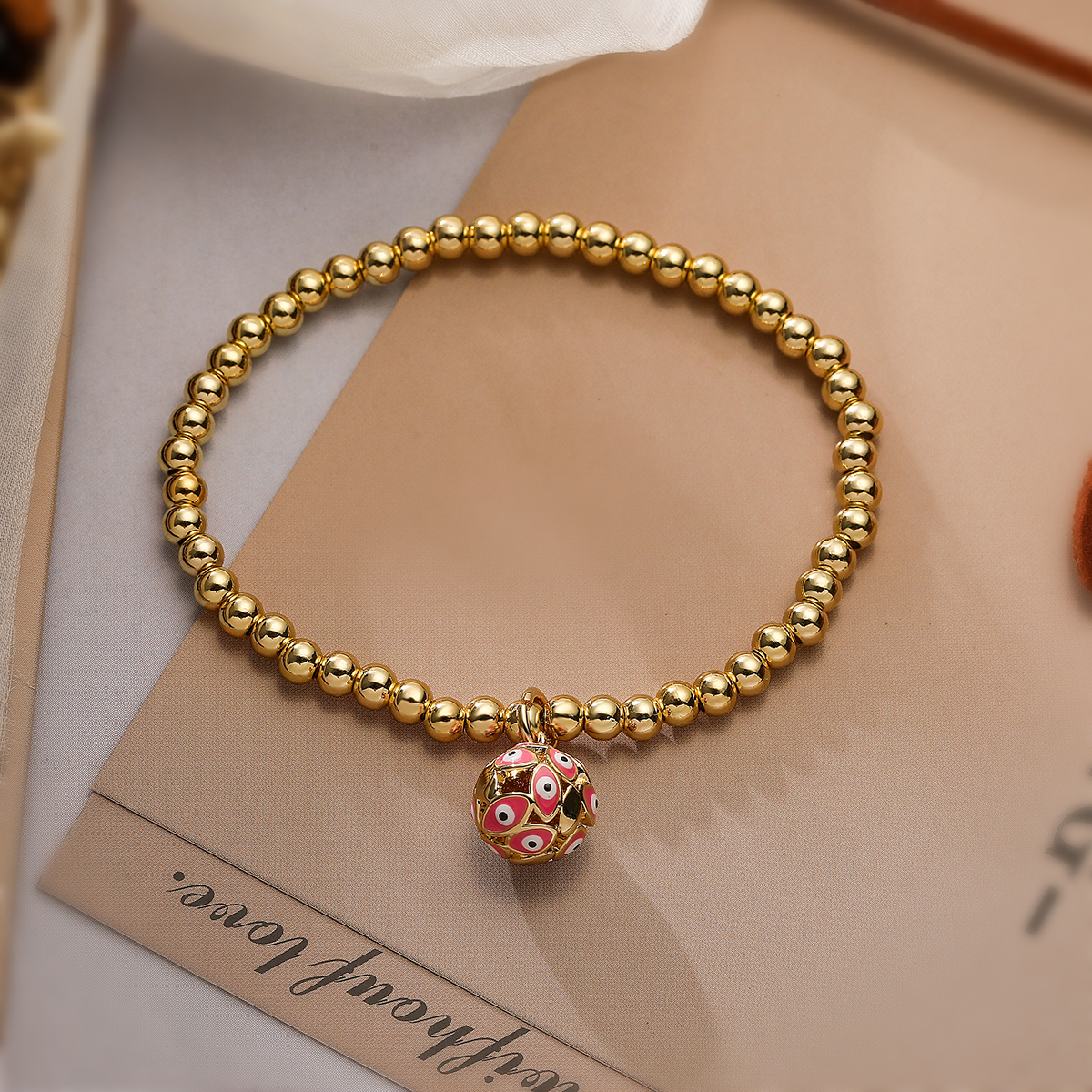Kleurrijke Zirkoon Turkse Evil Eye Armbanden Bohemian Olie Druipen Hanger Armbanden Dating Sieraden: Puur Goud Kleur