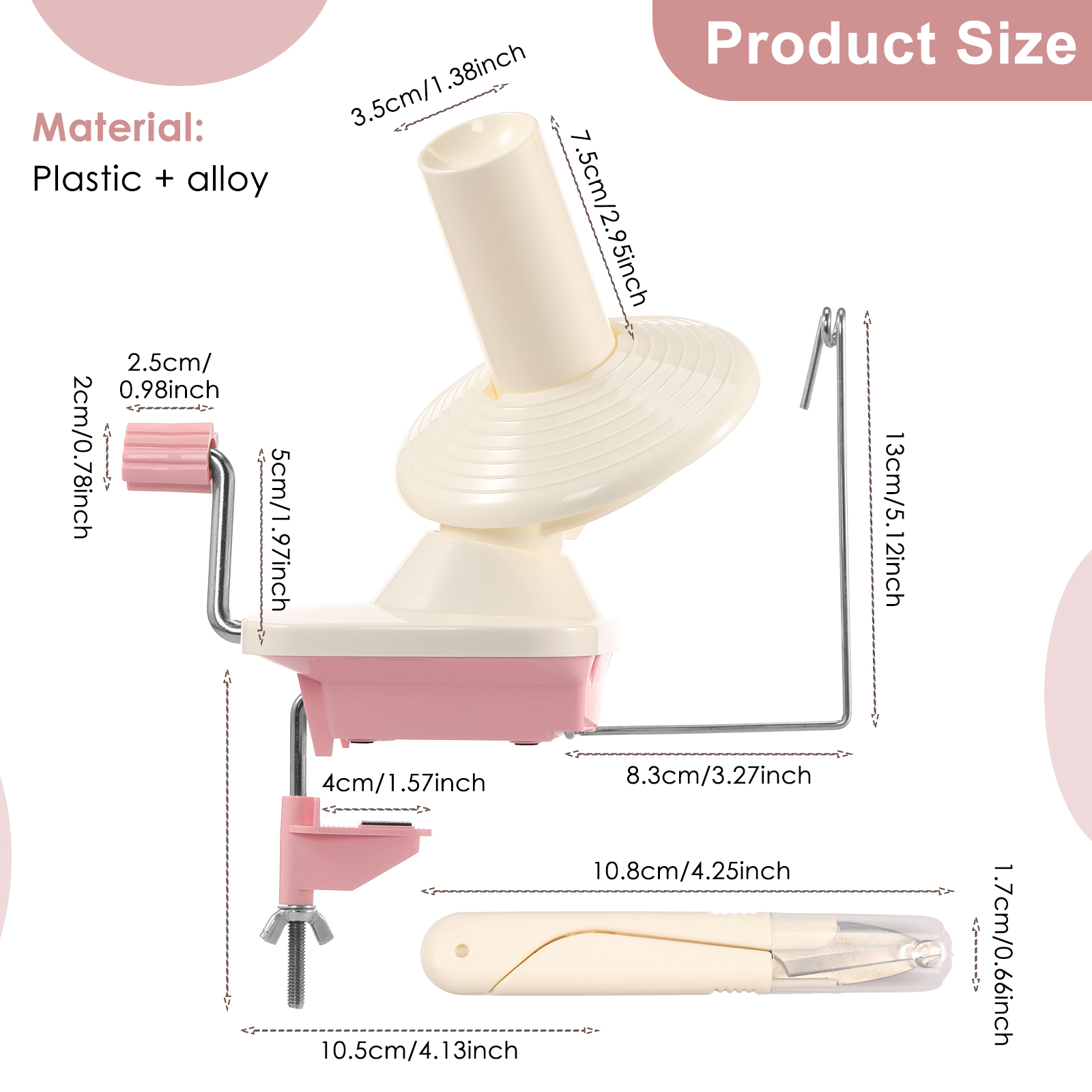 Hand Operated Yarn Winder Fiber Wool Manual Handheld Winder Machine String Ball Portable for DIY Sewing Making Accessories