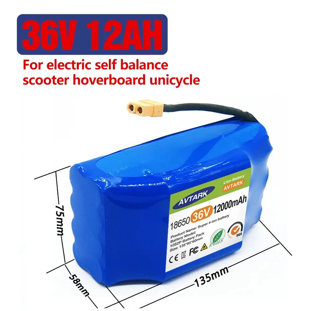 Original 18650 Lithium-Ionen-Akku 36 V 10S2P 12000 Ah, geeignet für den Stromversorgungsbetrieb von Elektrorollern/Twist-Scooter
