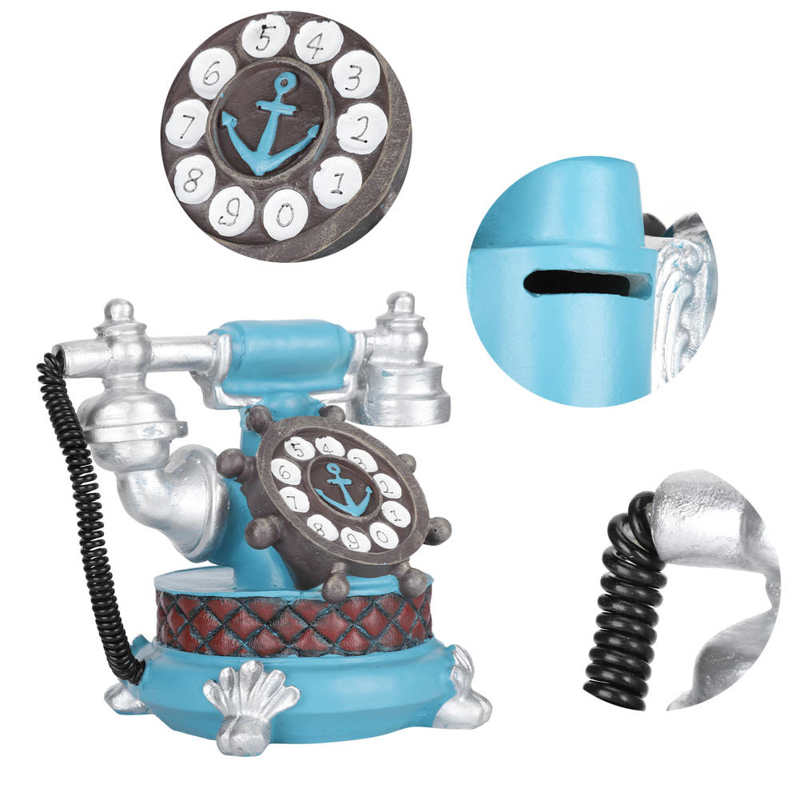 antique Antique Telephone Ornaments Retro Phone Shape Piggy Bank Home Resin Decoration garden decoration