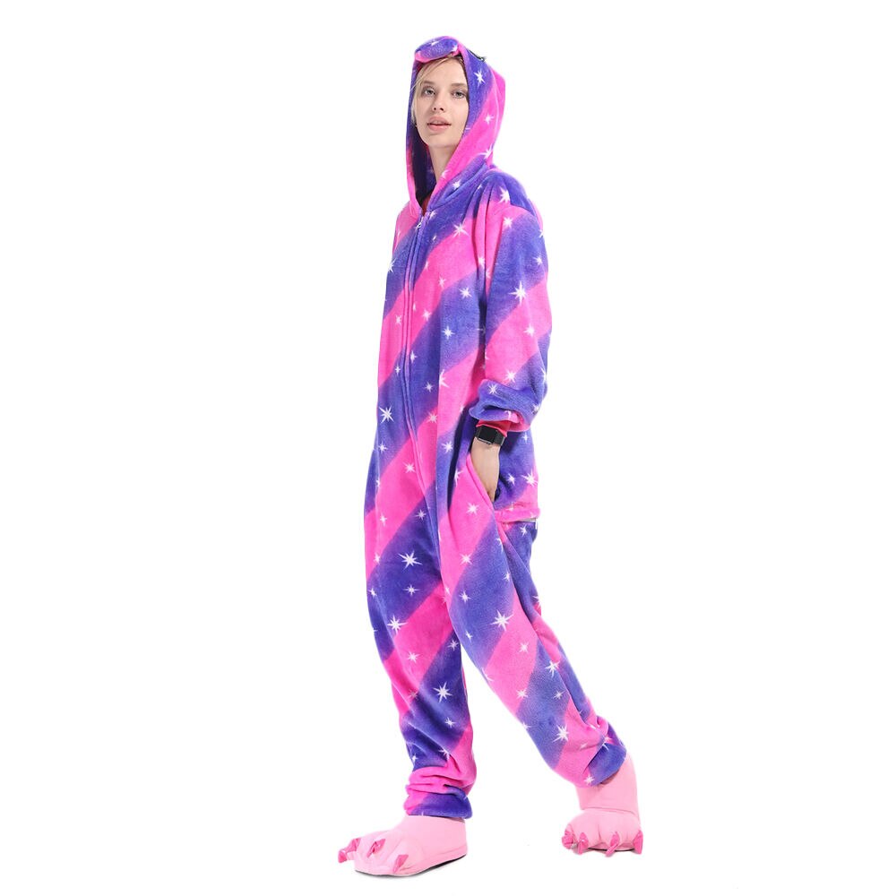 Disfraz de pijama de unicornio con capucha para niños, mono de dormir de cielo púrpura, Kigurumi