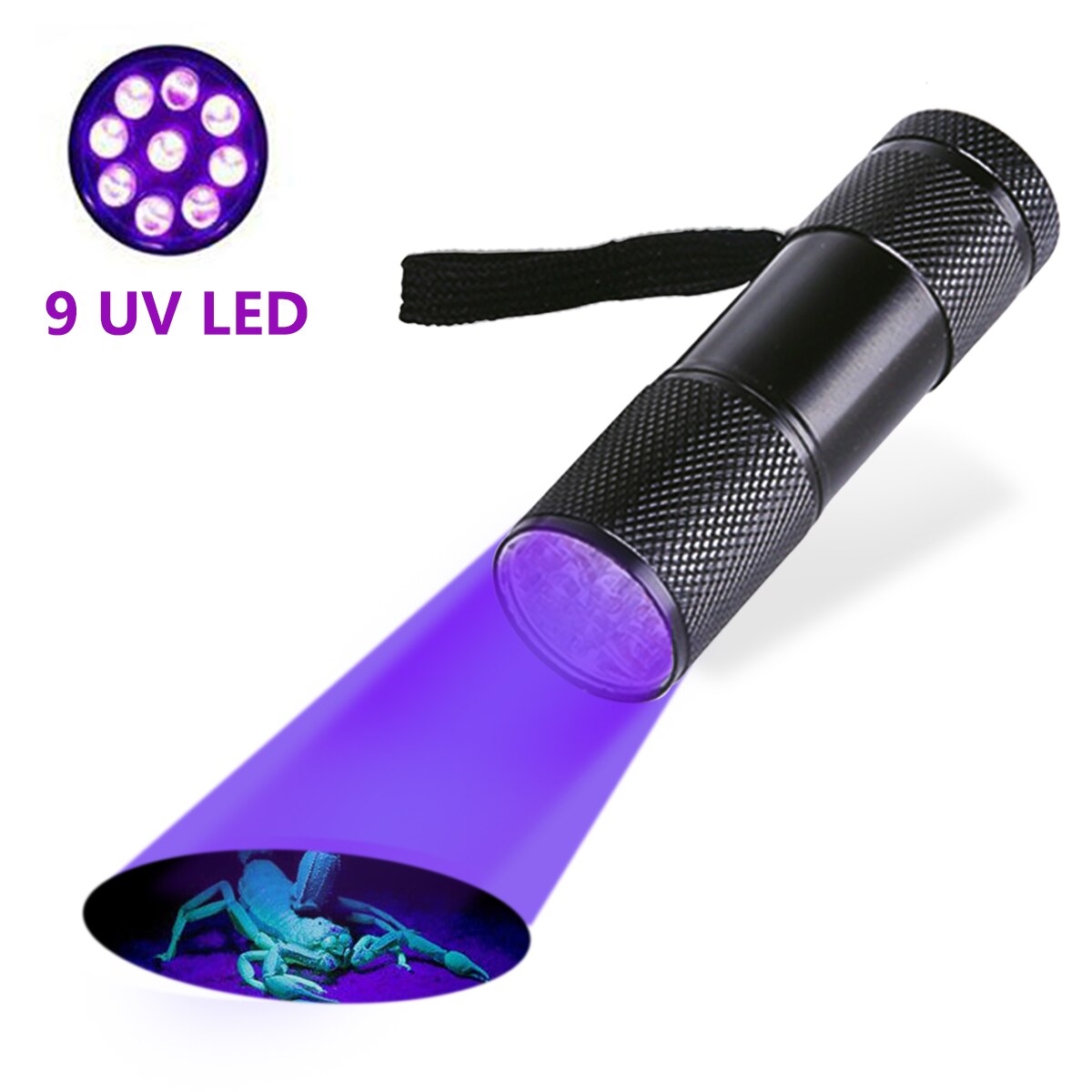 UV Light 51LED 21LED 12LED UV Light 395-400nm LED UV Flashlight torch light lamp safety UV detection AAA battery: 9 UV LED