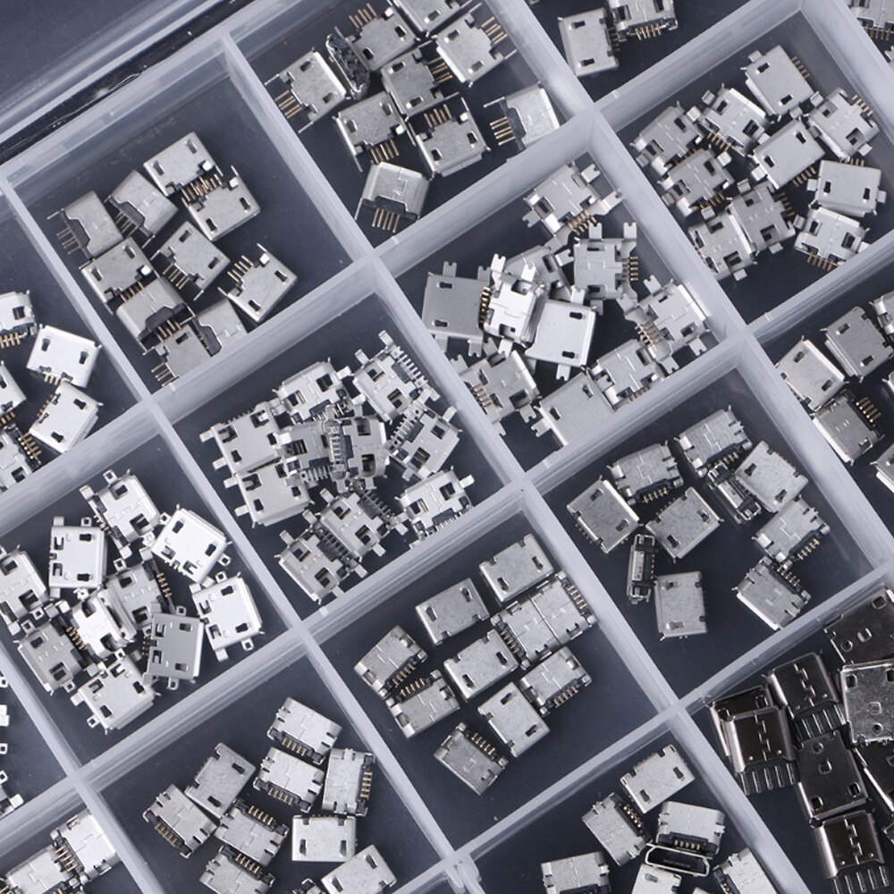 75/100/120/150/240 stücke Set Multi-spezifikation Micro USB Stecker Pin Ladung Buchse SMT jack