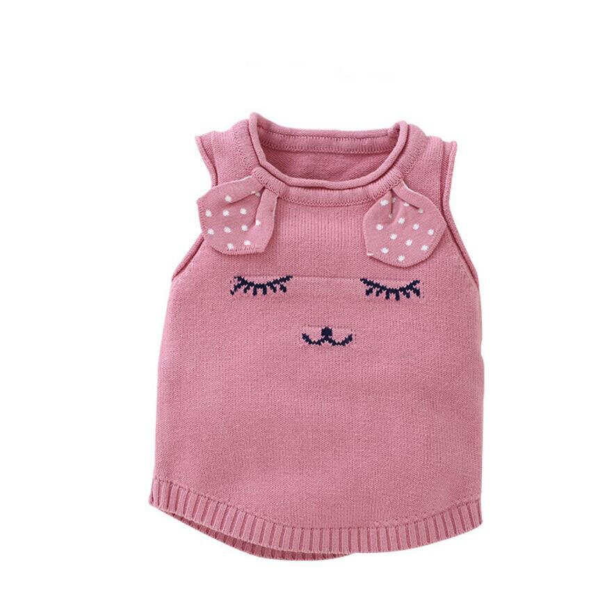 Leuke Verlegen Meisje Patroon Baby Trui Vest Baby Meisje Vest Baby Herfst Lente Outfit O-hals Gebreide Kleding 4 Kleuren Voor 1-3T: Roze / 12m