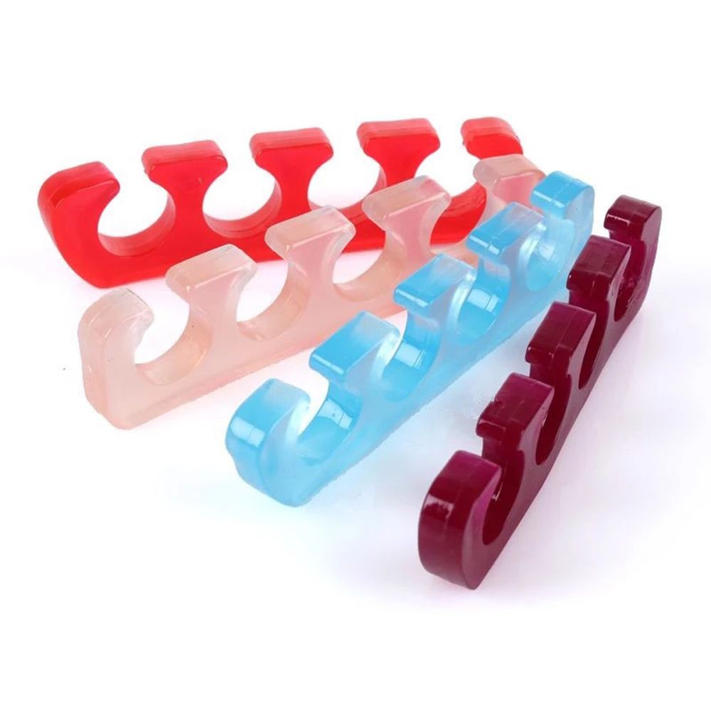 2 Stks/pak Silicone Soft Form Toe Separator/Finger Spacer Voor Manicure Pedicure Nail Tool Flexibele Soft Silica Willekeurige Kleur