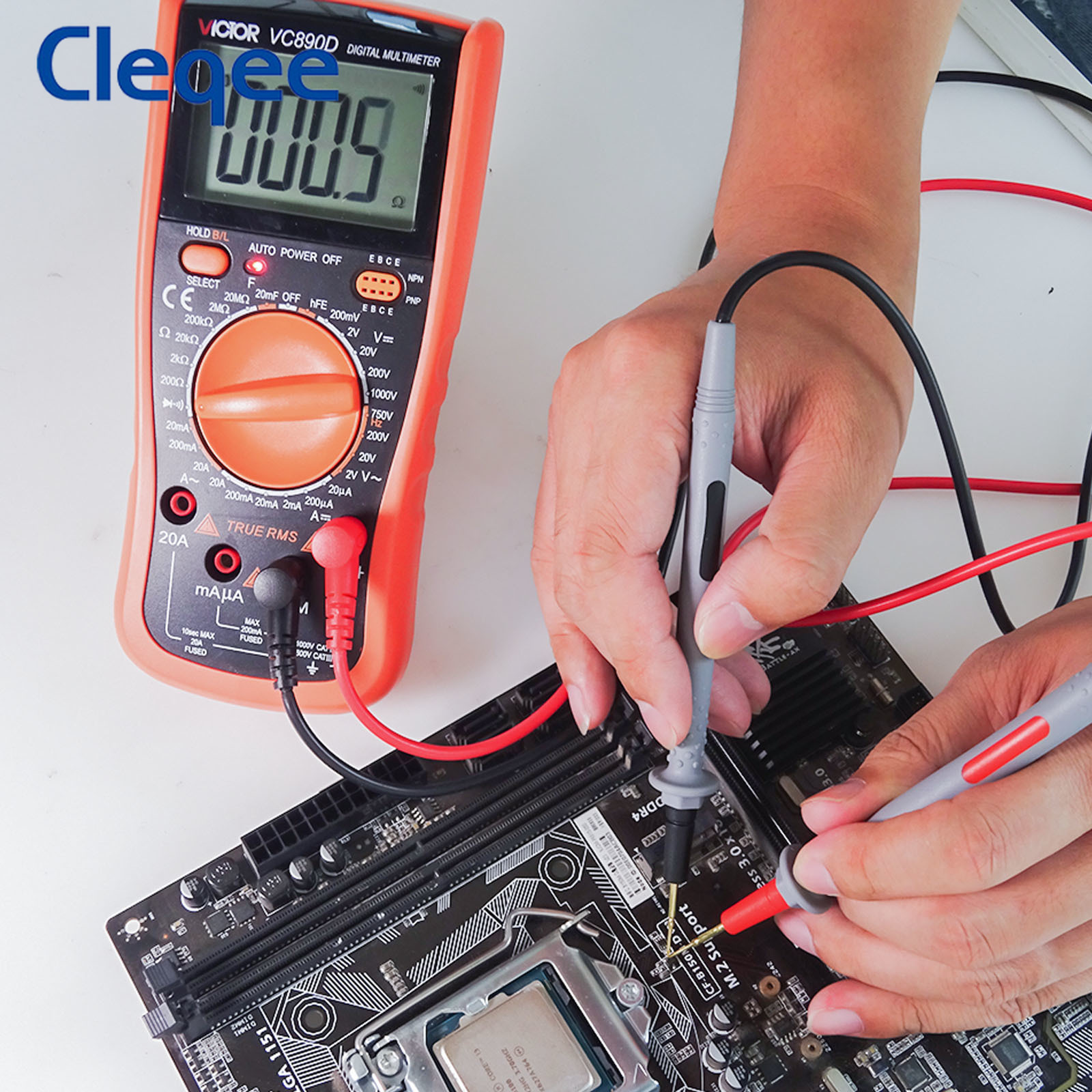 Cleqee P1503E Multimeter Test Leads Kits with Replaceable Needle Probes Alligator Clip 4mm Banana Plug PVC Cable 1000V