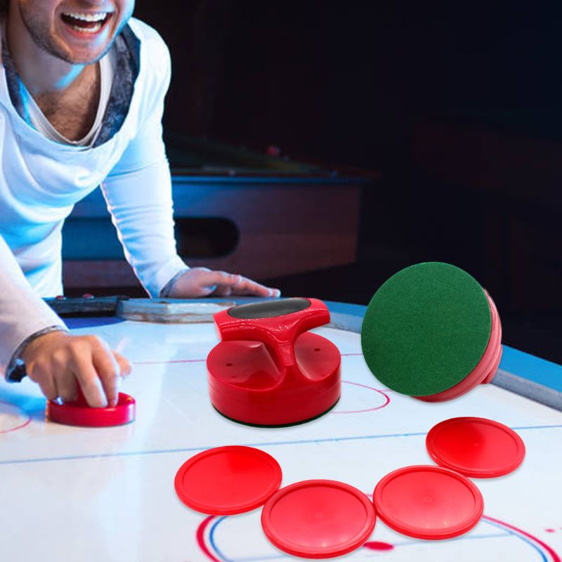Air hockey pushers och hockeypuckar fantastiska målhandtag paddlar utbytestillbehör för spelbord  (2 strike 4 puckar)