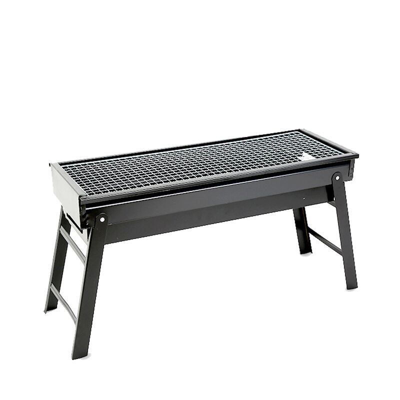 Portable barbecue grill camping outdoor barbecue grill folding stainless steel charcoal grill stove household barbecue oven BBQ: long black