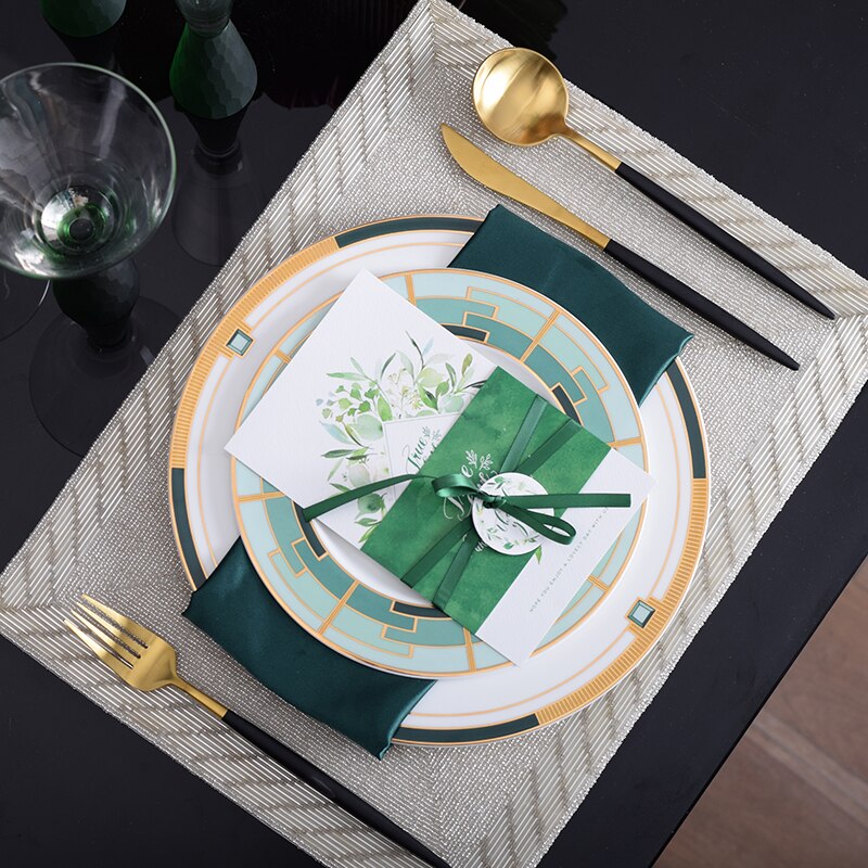 Dining Porcelain Luxury Full Plates Sets Gold Birthday Wedding Serving Modern Plate Set Nordic Kitchen Assiette Tableware OA50PS