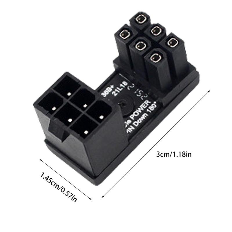 Graphics Card Adapter For PC 6/8 Pin Connector Power Adapter 180 Degree Angled Adapter Steering Connector Board GPU Adapter For