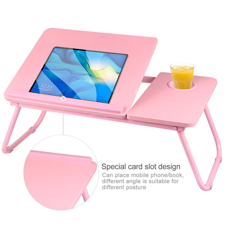 1pc opvouwbare computertafels, 4 niveaus, verstelbare lift, computer, boek, laptopstandaard, bekerlade, opvouwbare tafel voor bedbank