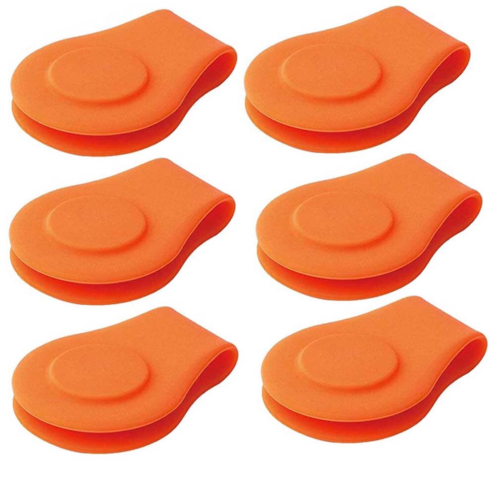 Durable Silicone Set Magnetic Golf Ball Marker Hat Clip Black Blue Orange Removable Golfing Accessories: Orange 6Pcs