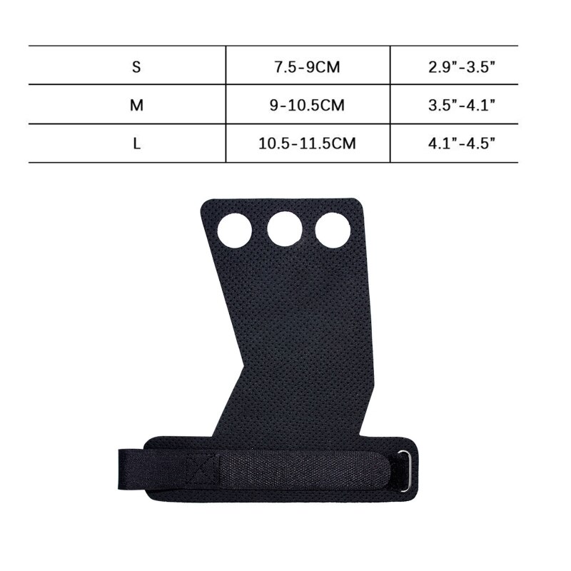 3 Hole Carbon Fiber Hand Grips with Tape Gym Fitness Gloves Full Palm Protection for Weight Lifting Pull Ups Kettlebells