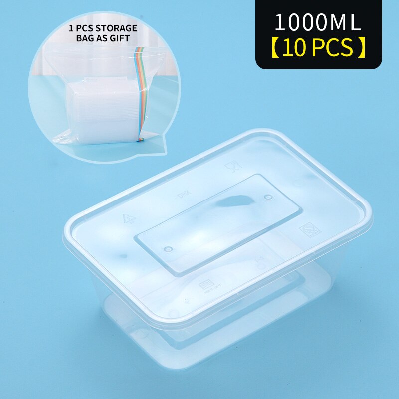 Worthbuy 10 Stks/set Japanse Wegwerp Voedsel Containers Bpa Gratis Plastic Bento Box Magnetron Lunchbox Voor School Diner Set: 10 Pcs 1000ml