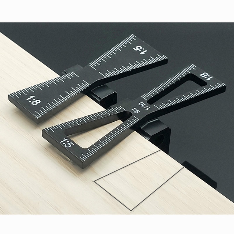 Woodworking Dovetail Marker Aluminum Alloy Dovetail Marking Template 1:5 &amp; 1:8 Wood Joint Gauge With Scale Dovetail Guide Tools