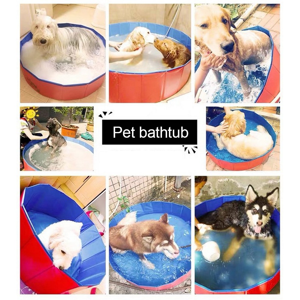 Sommer hundebasseng sammenleggbart kjæledyrbadebasseng bærbart hunderenser badekar badekar basseng for hunder katter kjæledyrbad rengjøring