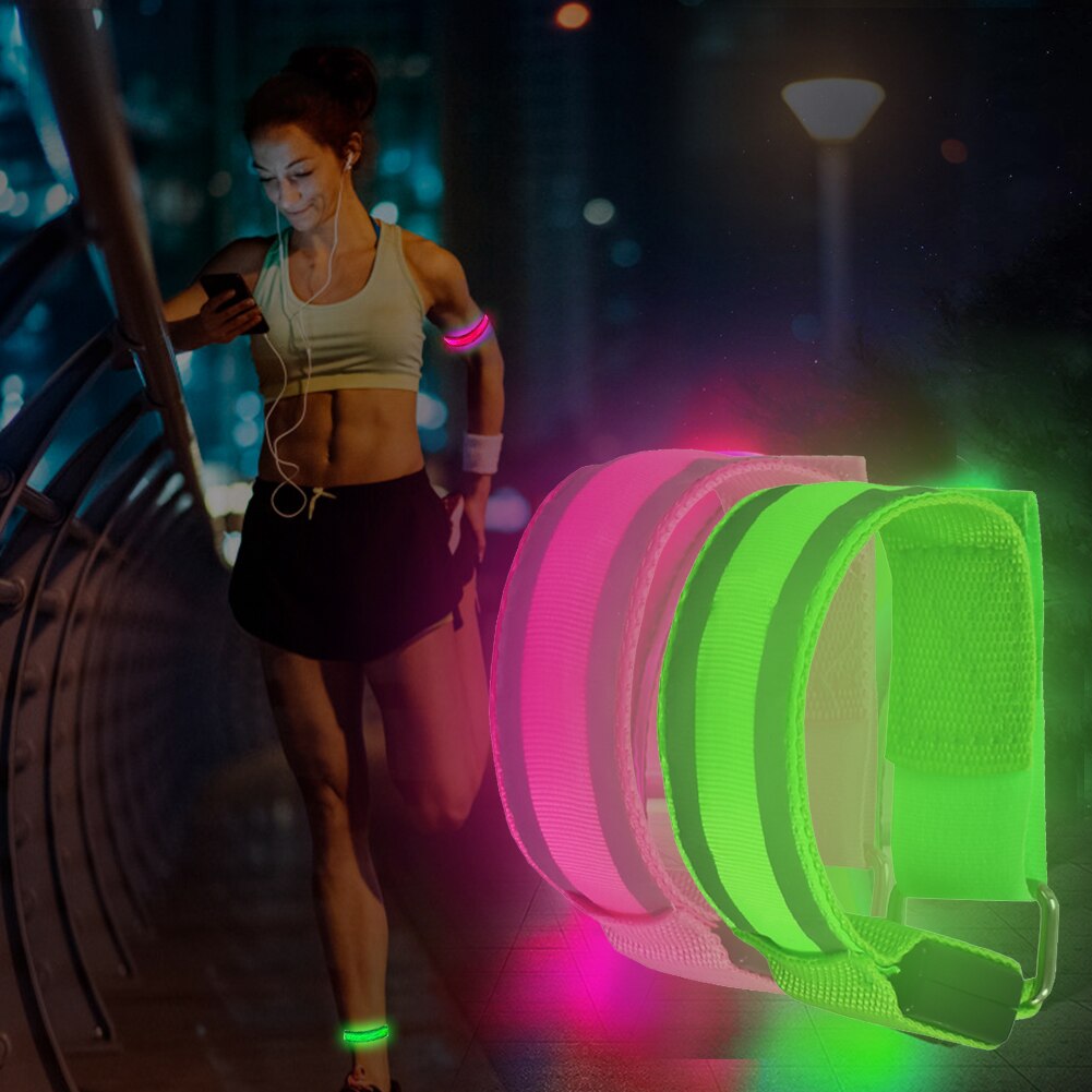 Usb opladning led lysende natløber armbånd armbånd nat reflekterende sikkerhedssele udendørs sport lysende armvarmere сport