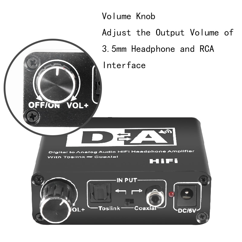 Hifi Dac Amp Digitale Audio Analoog Converter Rca 3.5 Mm Hoofdtelefoon Versterker Toslink Optische Coaxiale Uitgang Draagbare Dac 24bit