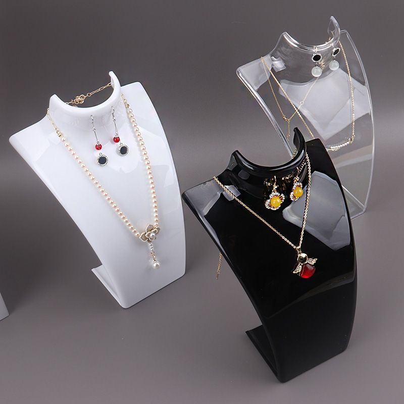 Maniquí de plástico para exhibición de collares, soporte para busto, joyería, estante para busto de maniquí para collares, pendientes colgantes, estante de exhibición
