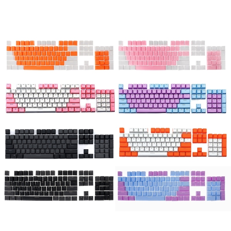Translucent Double Shot PBT Keycaps - 104 Keys - Backlit for Cherry MX Mechanical Keyboard Switches