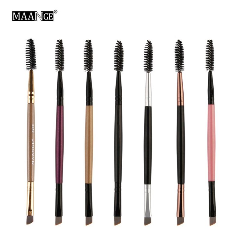 MAANGE 1PC pinceau de maquillage sourcils manche bois Double face sourcil plat angle pinceaux de maquillage brochas para maquillaje maquiagem 43