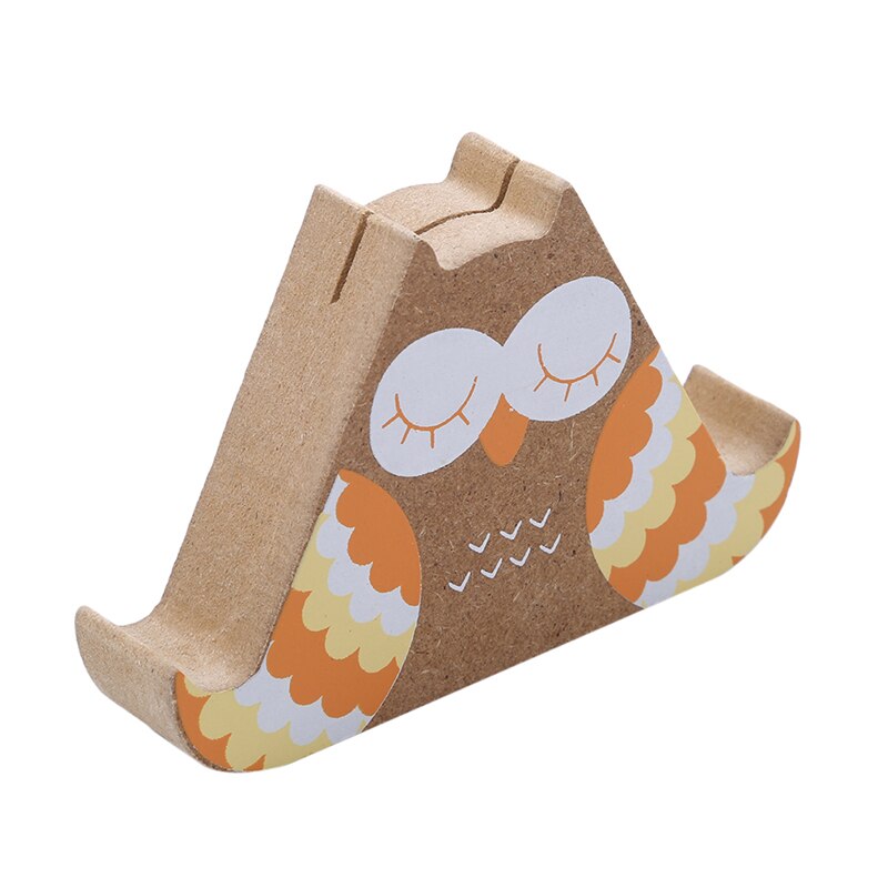 Stylish Mobile Phone Holder Owl Couple Retro Wooden Phone Holder: Yellow Orange Lace