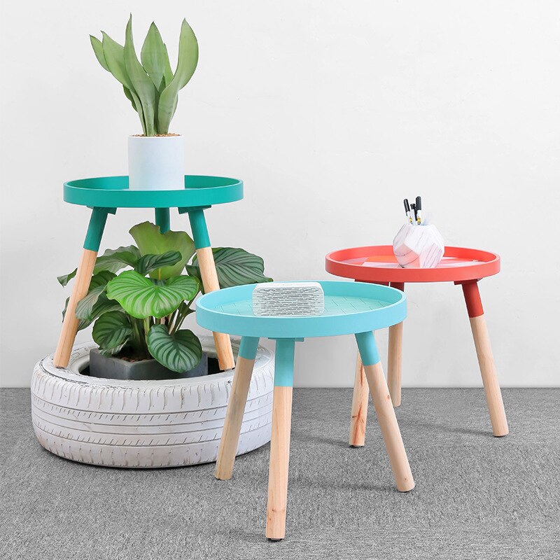 Nordisk moderne enkel rund stue te bord massivt træ sofabord dagligt multifunktionelt mini sofabord
