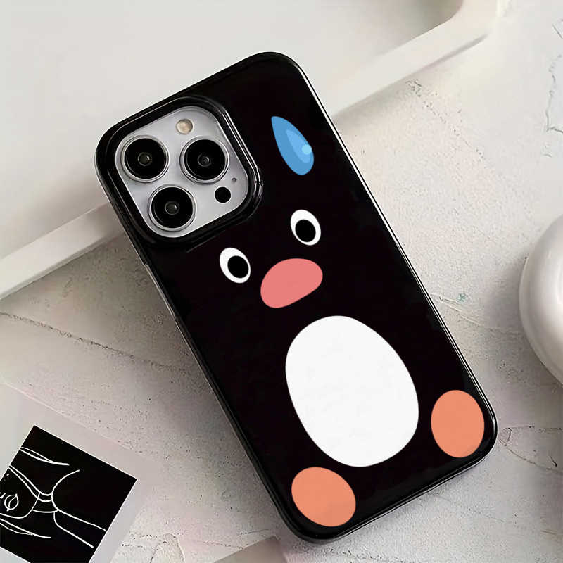 Ins Leuke Zweten Pinguïn Glanzend Zwart Telefoonhoesje voor iPhone 16 15 14 13 12 11 Pro XS Max 7 8 Plus 16E Grappige Soft Cover Fundas