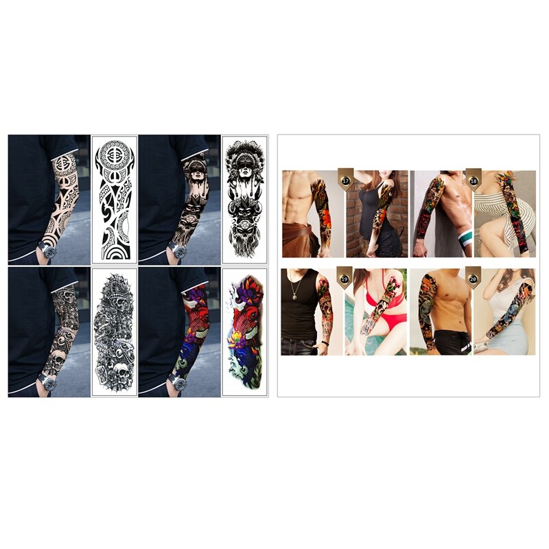 8Pcs Waterproof Temporary Tattoos Sticker Full Arm Pattern Tattoos Applique Arm Full Arm Tattoos Sticker 48X17cm (9/10/11/12; 17