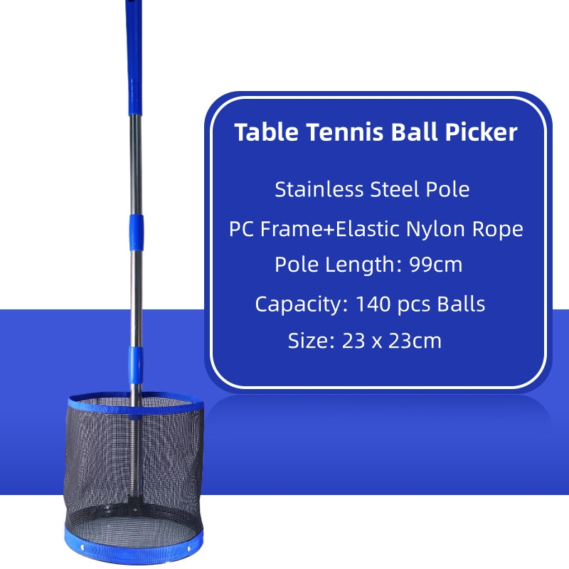 99 cm roestvrijstalen paal pingpongbal picker ronde emmer tafeltennisbal verzamelaar, staat om 140 stuks ballen te bevatten: Marineblauw