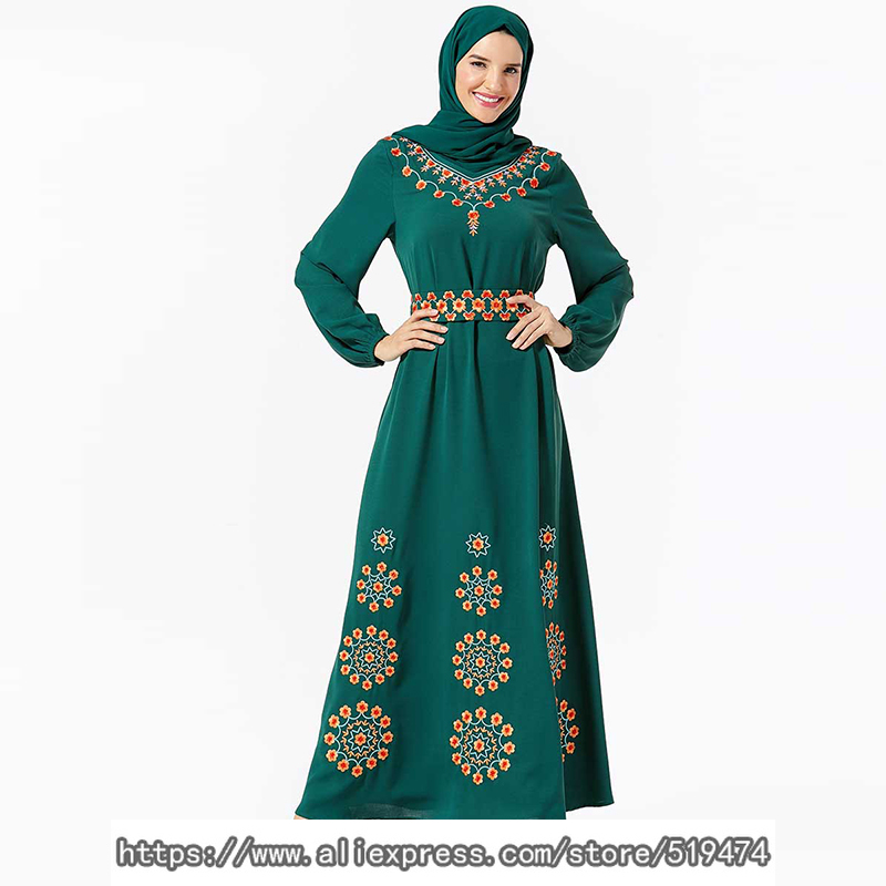 Floral Abaya Kaftan Dubai turco Hijab musulmán vestido vestidos caftán ropa islámica para mujer Robe islámico Omani Elbise Kleding