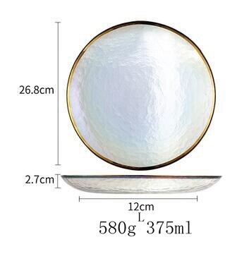 Rainbow Glass Dinner Plates Food Plates Desset Plate Cake Dish Salad Bowl Fruit Bowls Food Storage Glassware Dinnerware: F