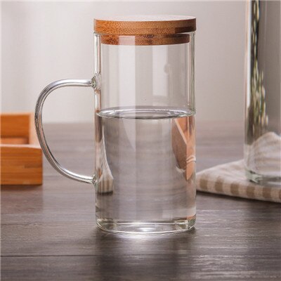 1000ml théières en verre de grande capacité en verre borosilicate résistant à la chaleur bouilloire froide jus lait thé tasse avec couvercle en bambou: Un