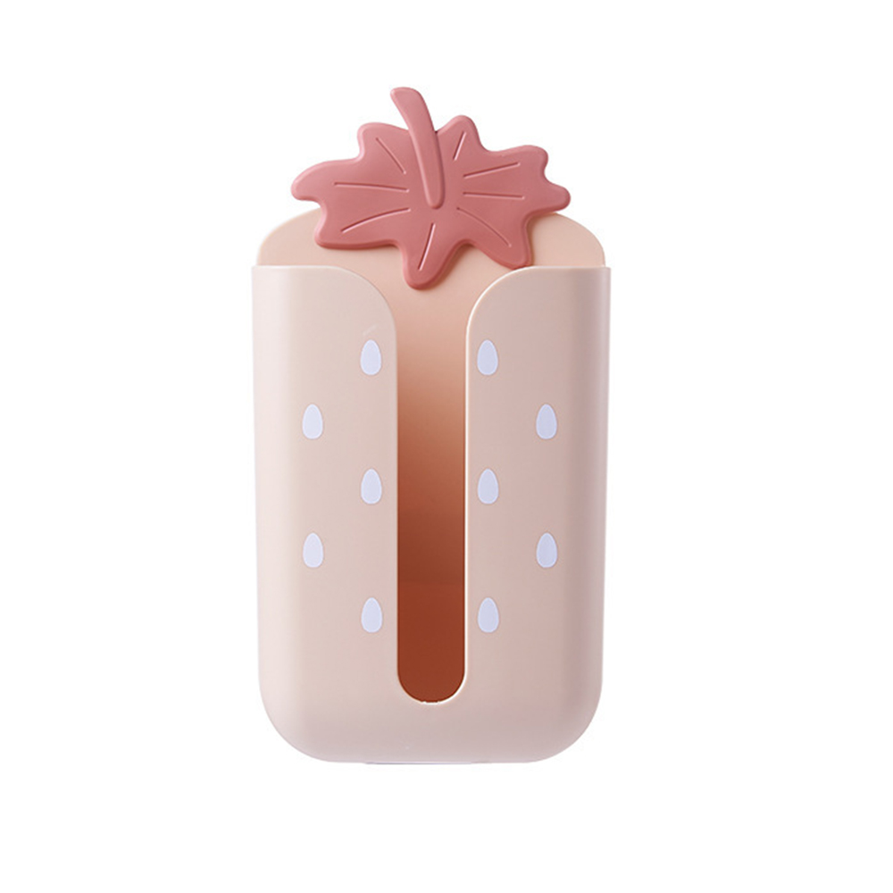 Cute Paper Storage Box Wall-mounted Paper Towel Holder Tissue Box Multifunction Tissue Box Toilet Paper Storage Holder: Pink