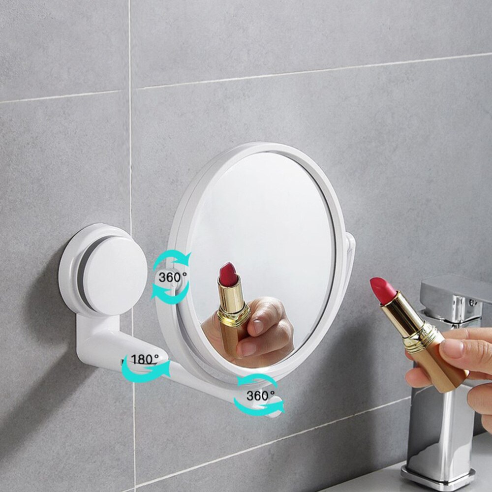 Wall Mounted Round Vanity Mirror Rotating Folding Cosmetic Mirror Household Make-up Mirror Perforating Toilet Glass Single Si