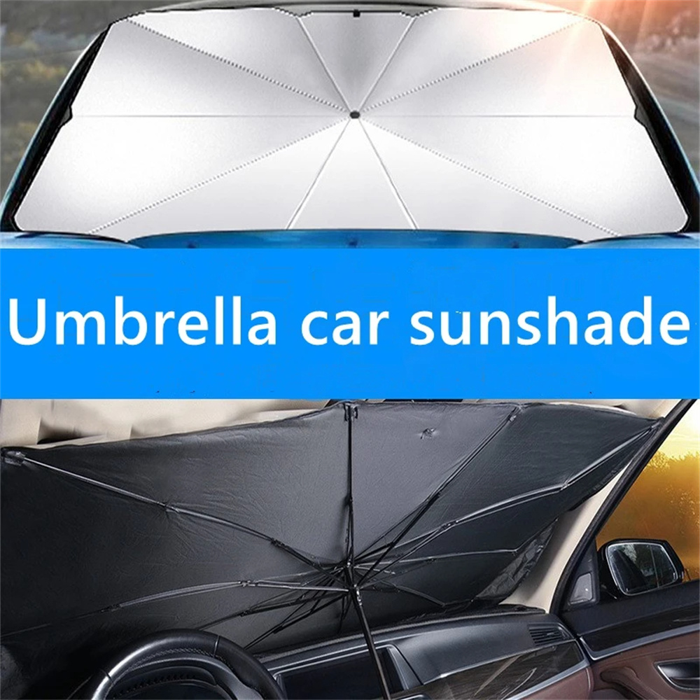 Gummi-Sonnenschirm für Auto, UV-Schutz, zusammenklappbar, hohe Schattierung, Auto-Regenschirm, Frontscheibe, hohe Schattierung, silberner Sonnenschirm