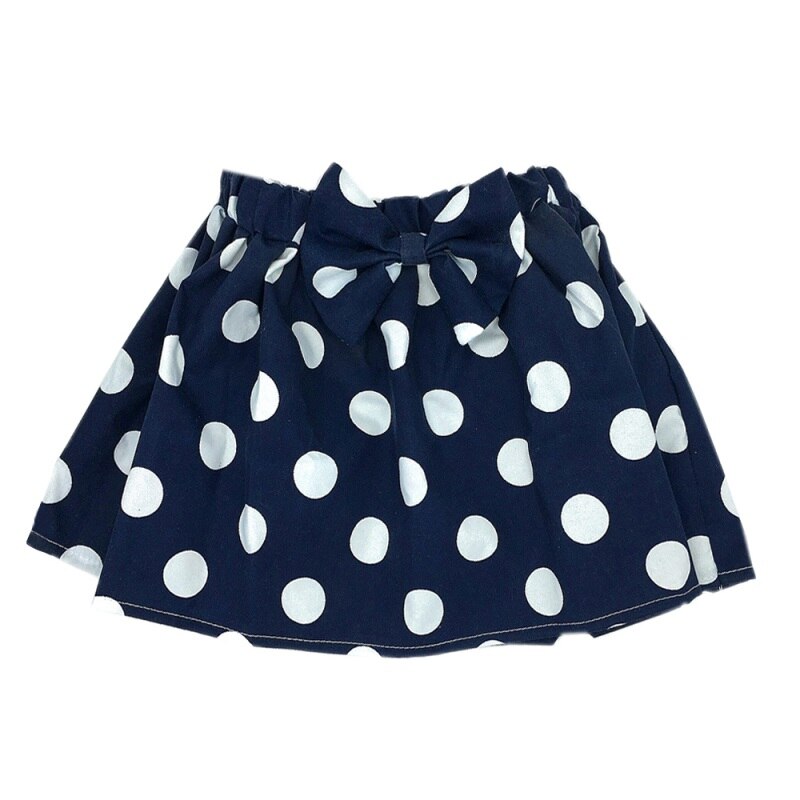 Baby Kid Mini Rok Meisje Leuke Geplooide Pluizige Rok Party Dance Rok Solid Bow Gedrukt Rokken: dot blue