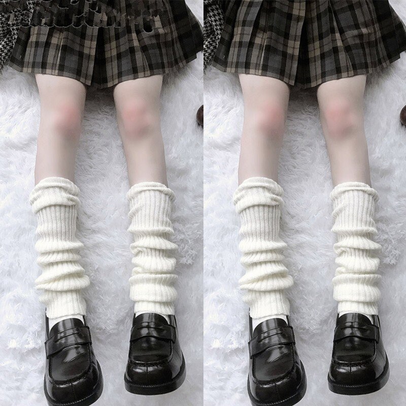 Verlängern Japanischen Lolita Süße Mädchen Beinlinge Gestrickte Fuß Abdeckung Frauen Herbst Winter Bein Wärmer Socken Haufen Haufen Socken