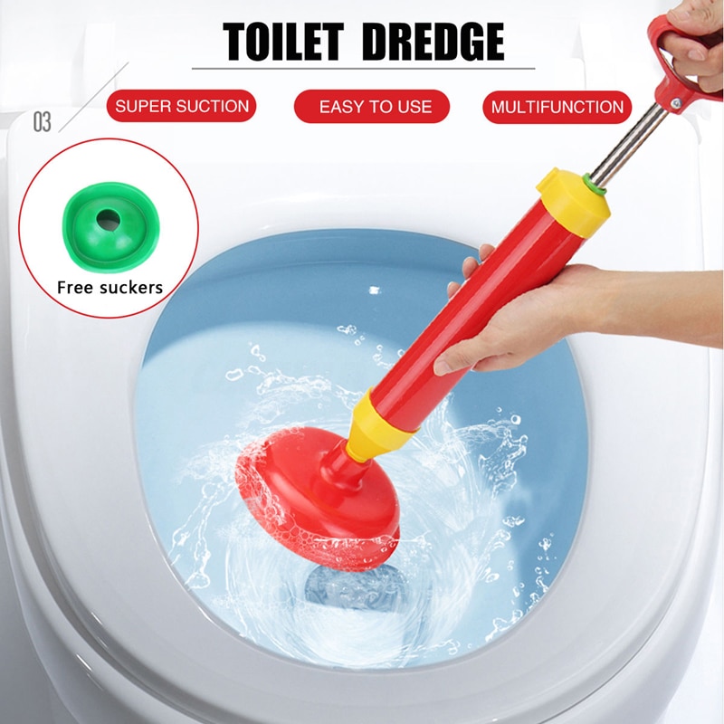 Powerful Bathroom Blocked Toilet Sink Multi Drain Buster Plunger W/2 Suckers