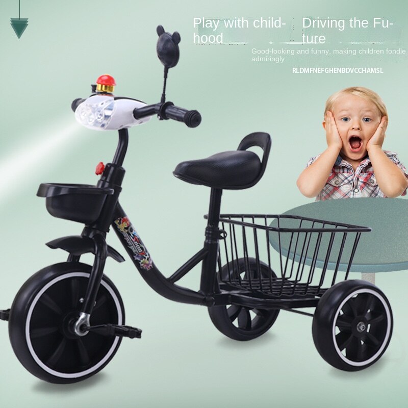 LazyChild Children&#39;s Tricycle Bicycle 2--6 Years Old Baby Bike Baby Carriage Toy Car With Music Light High Carbon Steel Frame