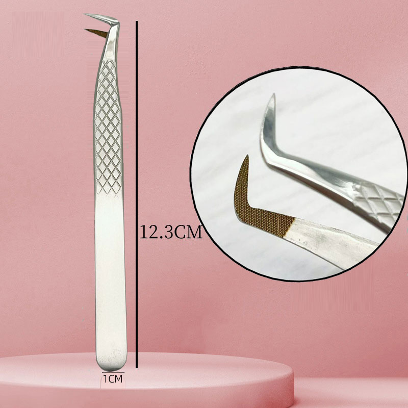 Pinzas para pestañas postizas con punta de fibra nanométrica para extensión de pestañas, Mega volumen, punta cerrada perfecta, aislamiento de bota, herramientas de maquillaje para artistas: Azul